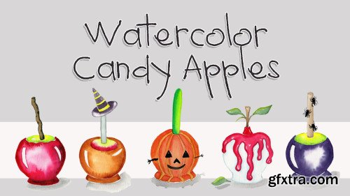 Watercolor Candy Apples for Halloween