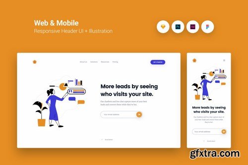 Web & Mobile Responsive Cover UI + Illustration Pack