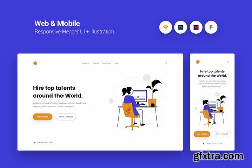 Web & Mobile Responsive Cover UI + Illustration Pack