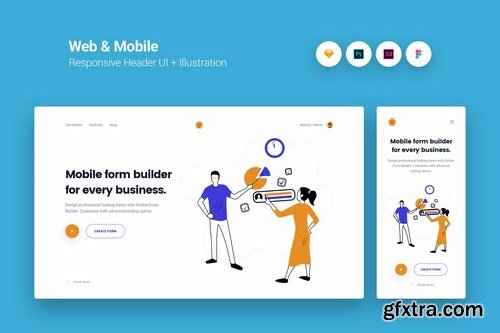 Web & Mobile Responsive Cover UI + Illustration Pack