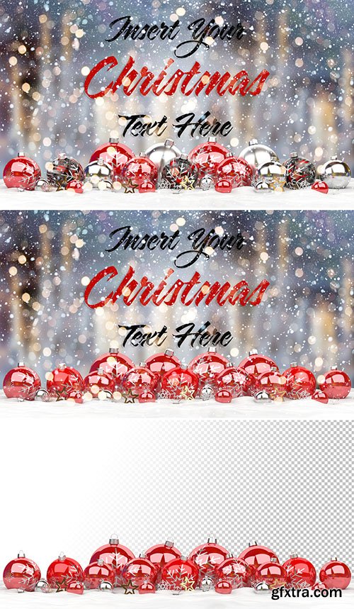 Web Christmas Card Mockup with Ornaments 295340446