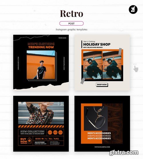 Retro social media graphic templates