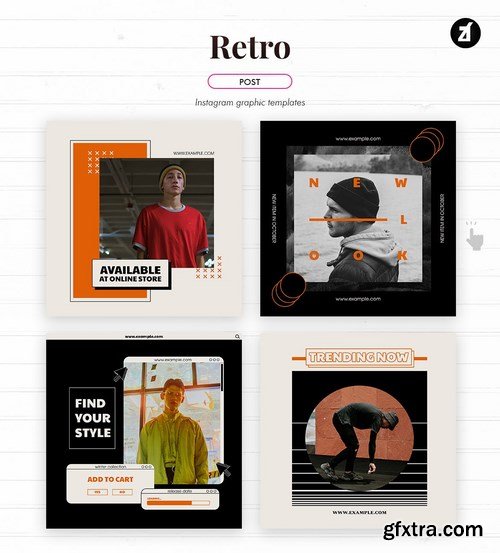 Retro social media graphic templates