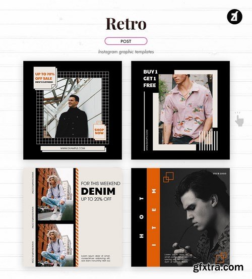 Retro social media graphic templates