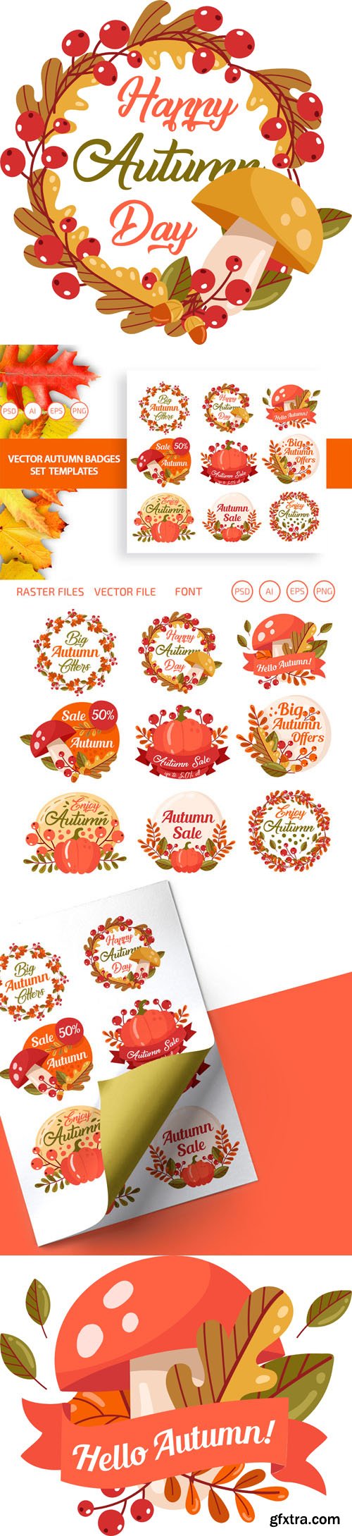 Vector Autumn Badges Set Templates