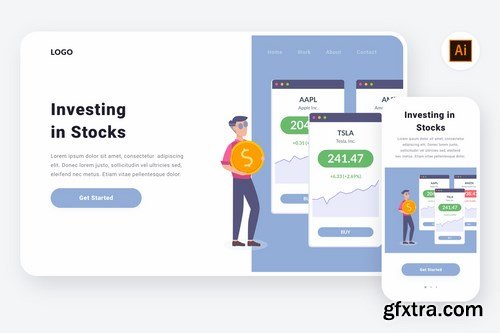 Investing in stocks illustration (Illustrator,SVG)