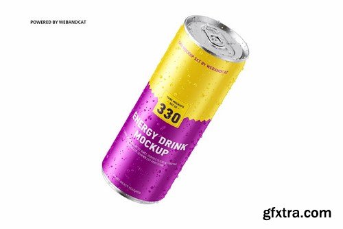 Energy Drink Can Mock-up with Water Droplets