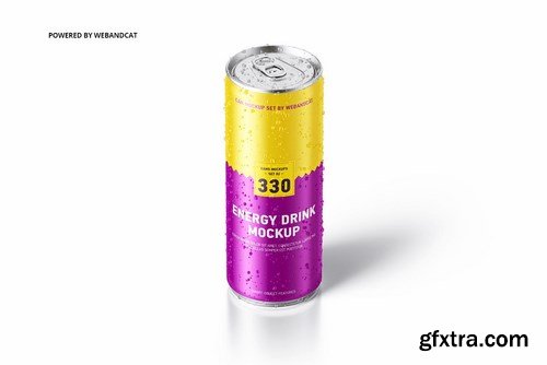 Energy Drink Can Mock-up with Water Droplets