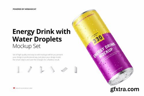 Energy Drink Can Mock-up with Water Droplets