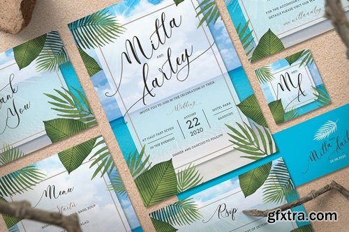 Beach Wedding Invitation Set