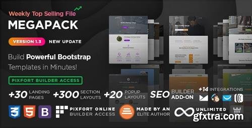 ThemeForest - MEGAPACK v1.3 - Marketing HTML Landing Pages Pack + PixFort Page Builder Access - 20350174