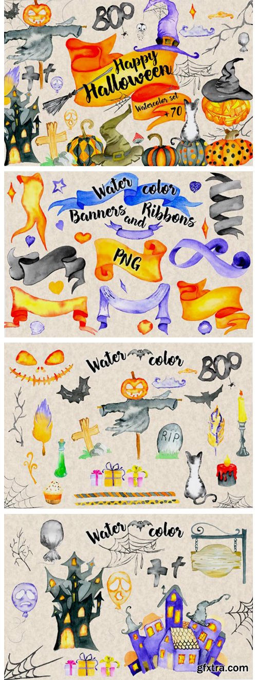 Happy Halloween Watercolor Set 1782043