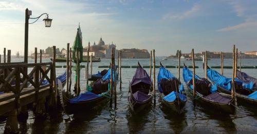 Traditional Gondolas on Canal Grande in Venice - HMUAYCP