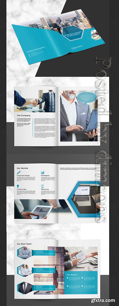 Business Brochure Layout with Blue Accents 231730641