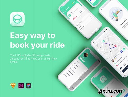 ABER - Taxi Booking App UI Kit for ADOBE XD