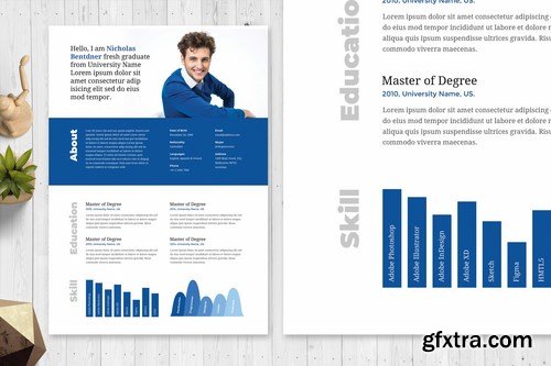 Minimal Blue Resume CV Template 53