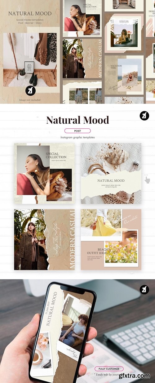 Natural mood social media graphic templates