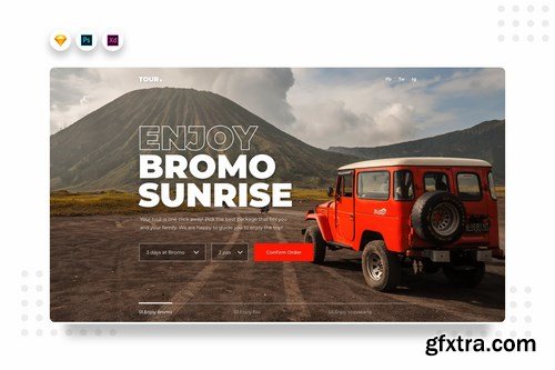 DailyUI.v2 Travel Tour Website Hero UI