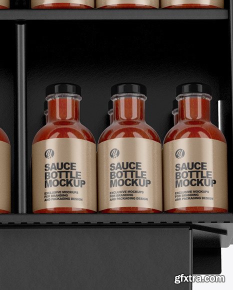 Stand with Salsa Sauce Bottles Mockup 50117