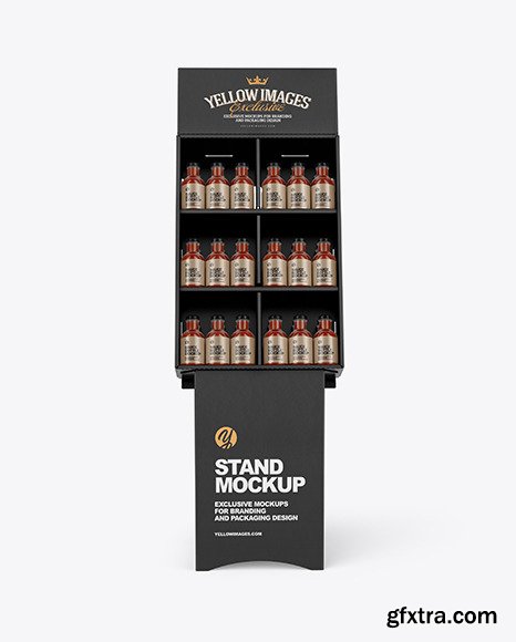 Stand with Salsa Sauce Bottles Mockup 50117