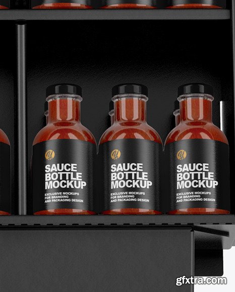 Stand with Salsa Sauce Bottles Mockup 50117