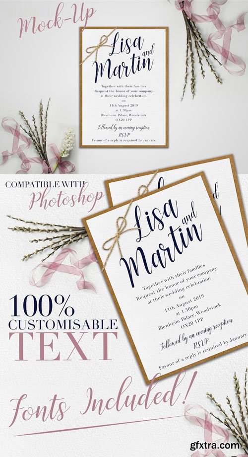 Wedding Invitation PSD Mockup 