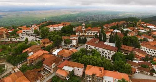 Tourism in Georgia Aerial View of Sighnaghi Town and Alazani Valley - 379GCP4