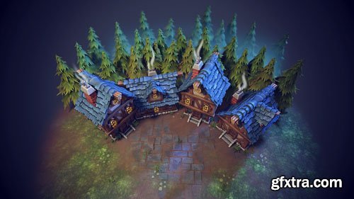 Game Village 3D Model