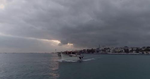 Boat Sailing Bosphorus Aerial View 3 - AD5QX4F