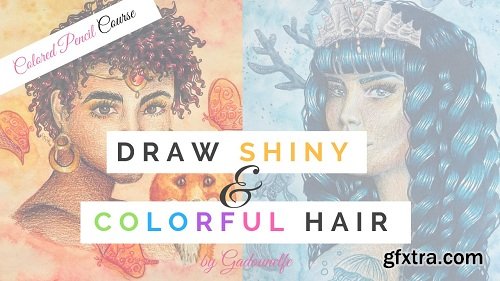 Drawing Shiny and Colorful HAIR in Colored Pencils