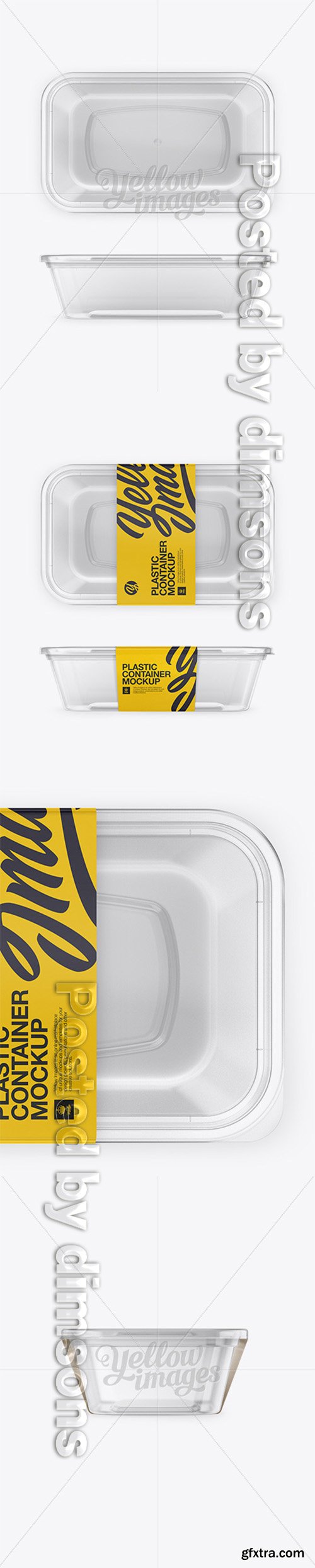 Plastic Clear Container Mockup - Front, Side and Top Views 17794