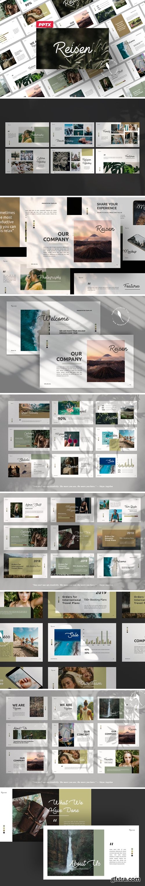 Reisen Brand Travel Business Powerpoint, Keynote and Google Slides Templates