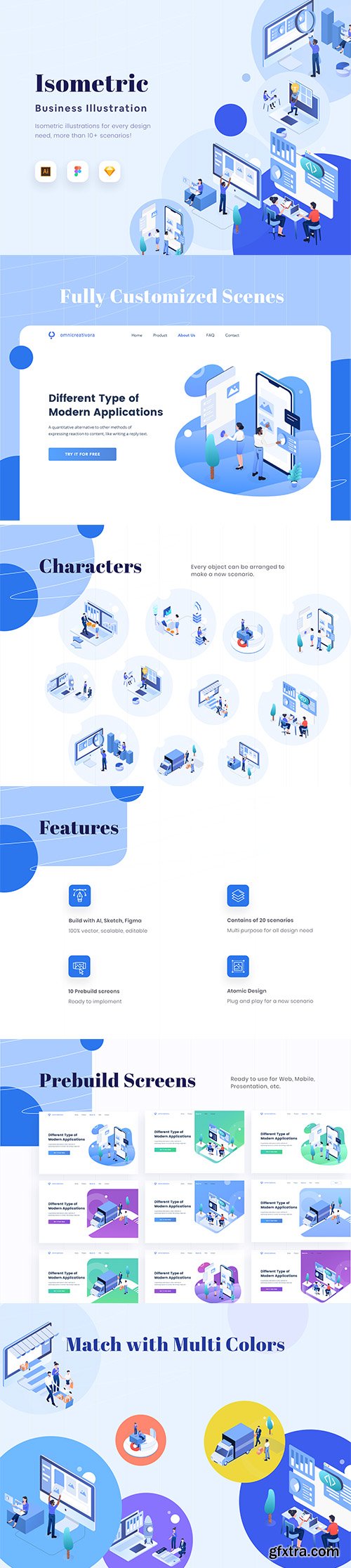 Vector Set - Isometric Business Illustration