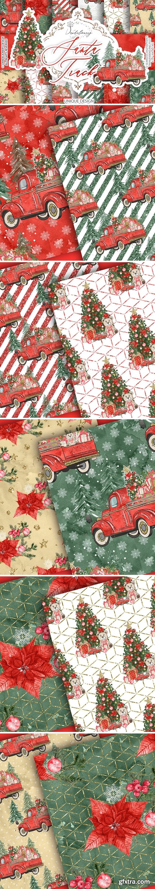 Christmas Car digital paper pack