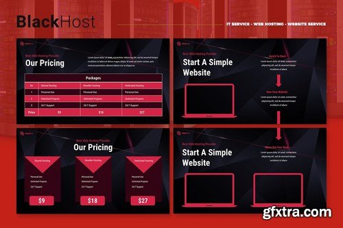 BlackHost - Hosting Service Powerpoint and Keynote Templates