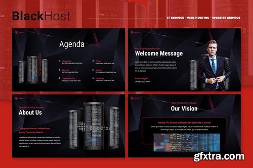 BlackHost - Hosting Service Powerpoint and Keynote Templates