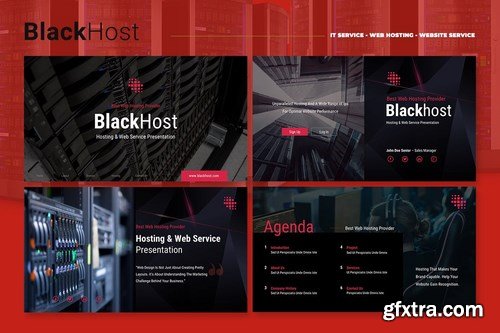 BlackHost - Hosting Service Powerpoint and Keynote Templates