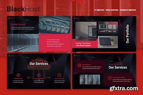 BlackHost - Hosting Service Powerpoint and Keynote Templates