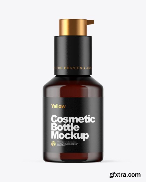 Amber Cosmetic Bottle with Pump Mockup 50178