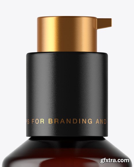 Amber Cosmetic Bottle with Pump Mockup 50178