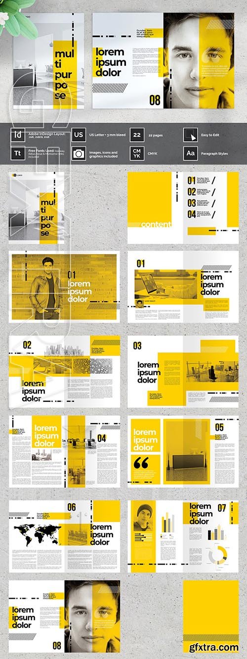 CreativeMarket - OUBEL Yellow Multipurpose Brochure 4162134