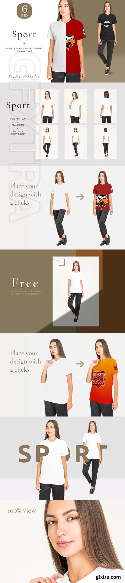 CreativeMarket - Women sport t-shirt mockup set 4158156