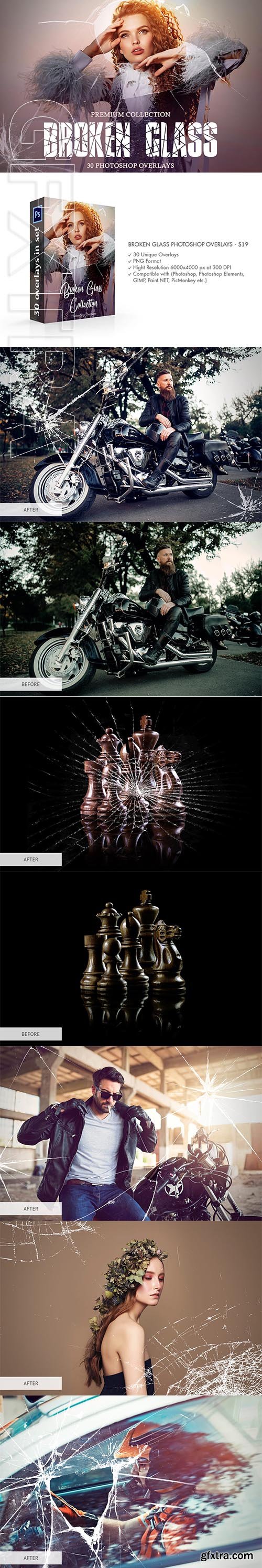 CreativeMarket - Broken Glass Photoshop Overlays 4147752