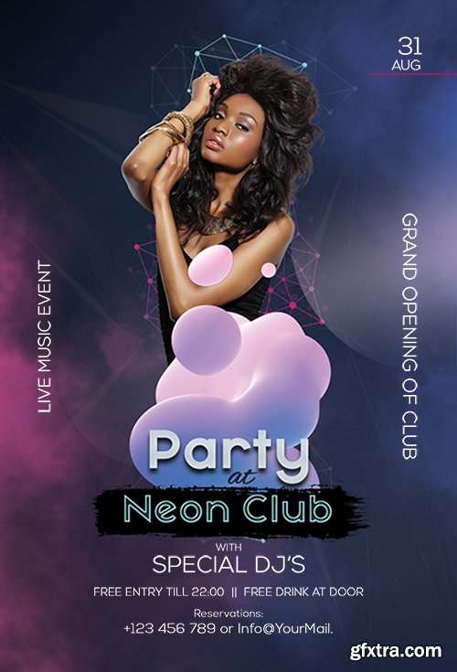 Neon Club Party - Premium flyer psd template