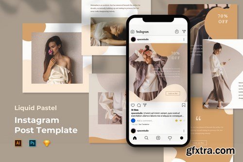 Instagram Post Template - Liquid Pastel Style