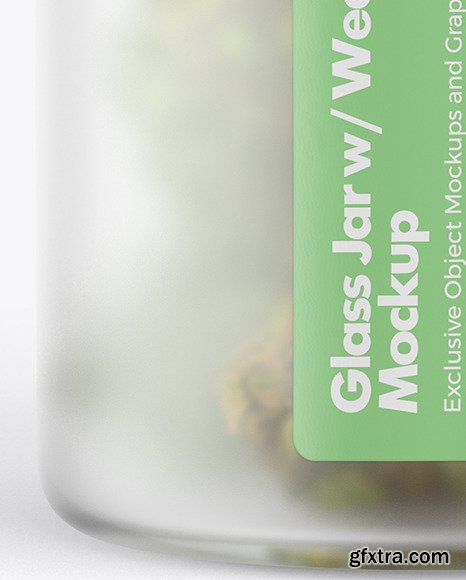 Frosted Glass Jar w/ Weed Buds Mockup 50222