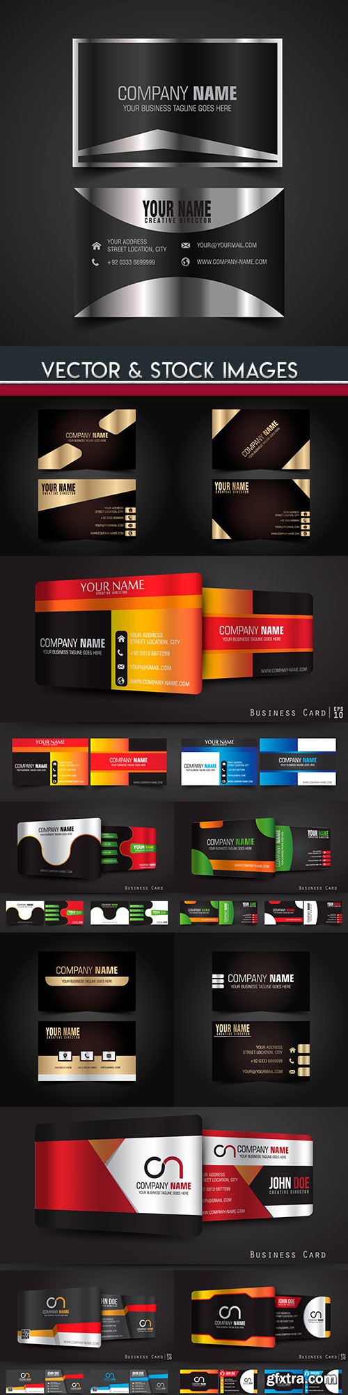 Business card templates dark design collection 38