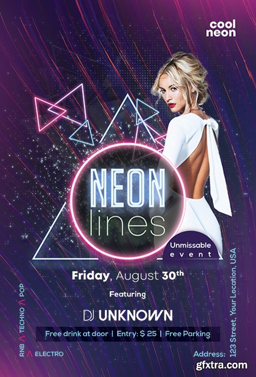 Neon Lines - Premium flyer psd template