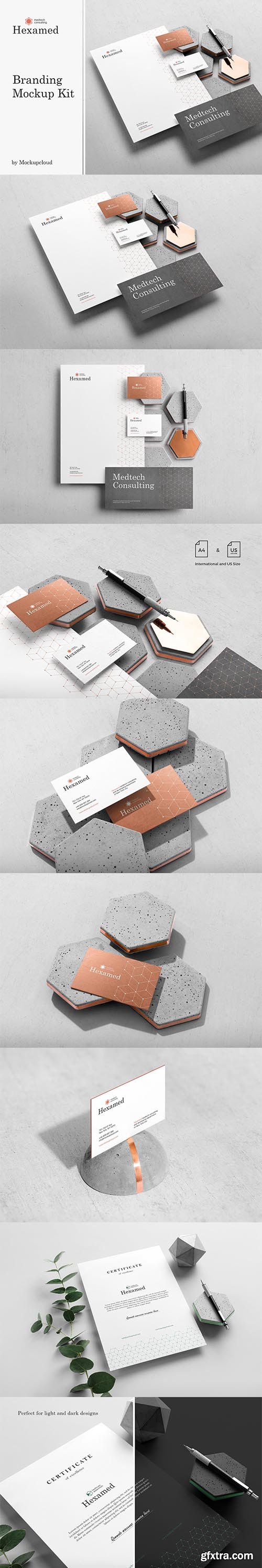 CreativeMarket - Hexamed Branding Mockup 4126226