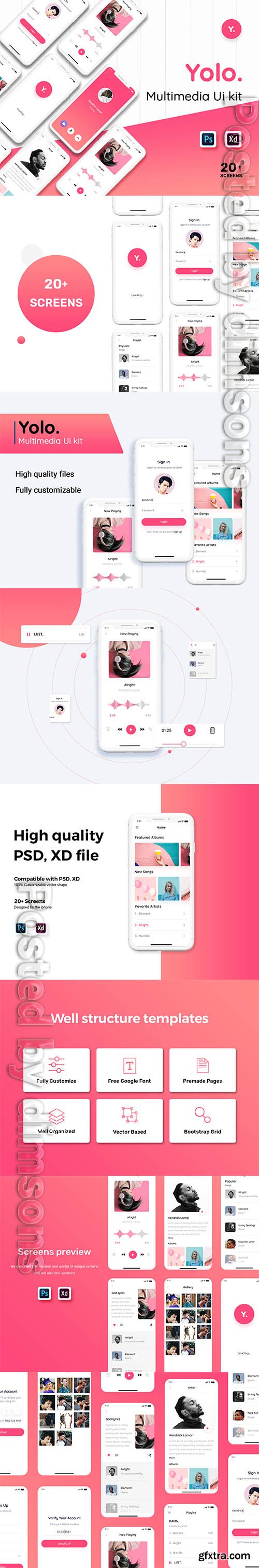 Yolo Multimedia Mobile App UI Kit